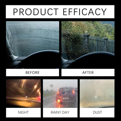 Car Windshield Oil Film Cleaning Brush, Automotive Windows Glass Oil Film Remover-Prevents Rain and Fog Quick Stain Removal Improves Clarity (1, 150ml)