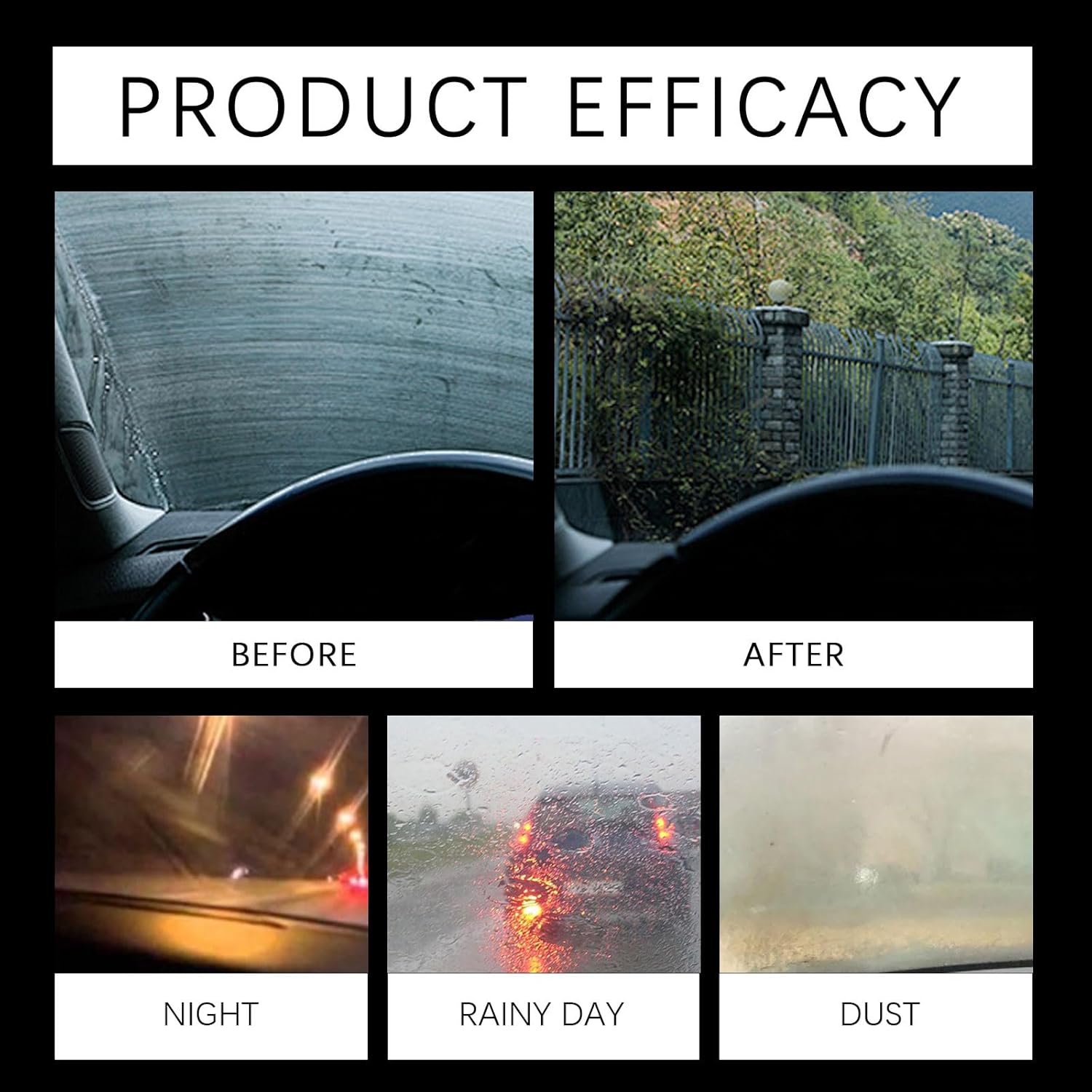 Car Windshield Oil Film Cleaning Brush, Automotive Windows Glass Oil Film Remover-Prevents Rain and Fog Quick Stain Removal Improves Clarity (1, 150ml)