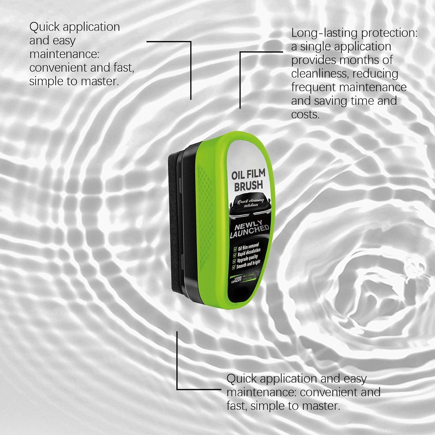 Car Windshield Oil Film Cleaning Brush, Automotive Windows Glass Oil Film Remover-Prevents Rain and Fog Quick Stain Removal Improves Clarity (1, 150ml)