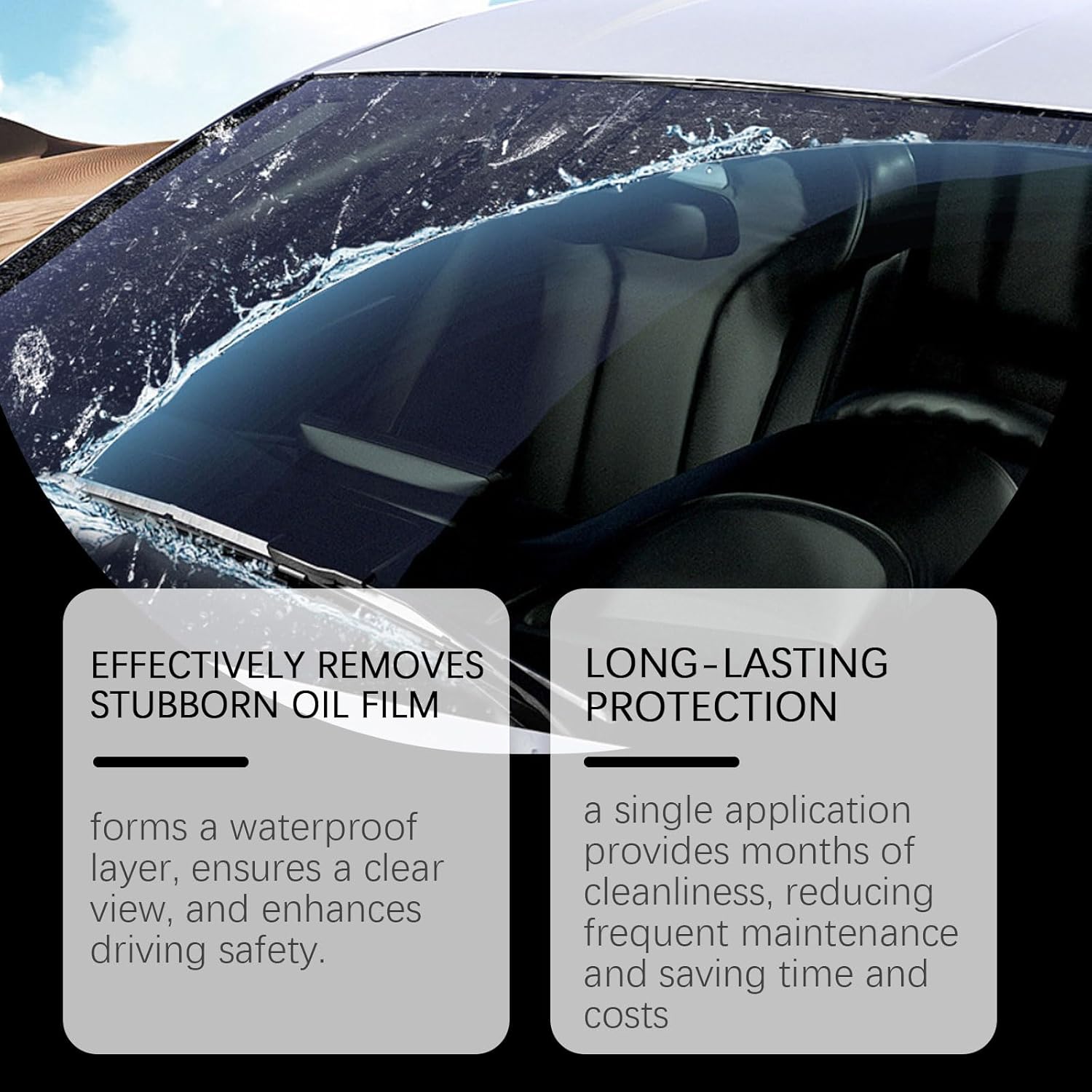 Car Windshield Oil Film Cleaning Brush, Automotive Windows Glass Oil Film Remover-Prevents Rain and Fog Quick Stain Removal Improves Clarity (1, 150ml)