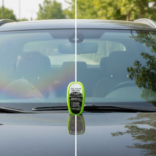 Car Windshield Oil Film Cleaning Brush, Automotive Windows Glass Oil Film Remover-Prevents Rain and Fog Quick Stain Removal Improves Clarity (1, 150ml)